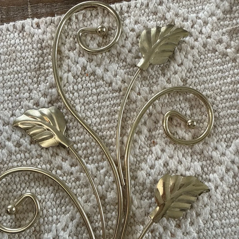 Home Interiors Gold Leaf Double Candle Wall Hooks